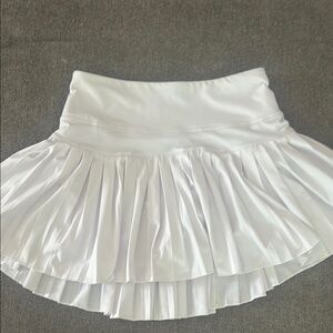 White Mini Skater Skirt with Pleated High-Low Design